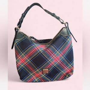 Shoulder Bag with Navy and Red Tartan